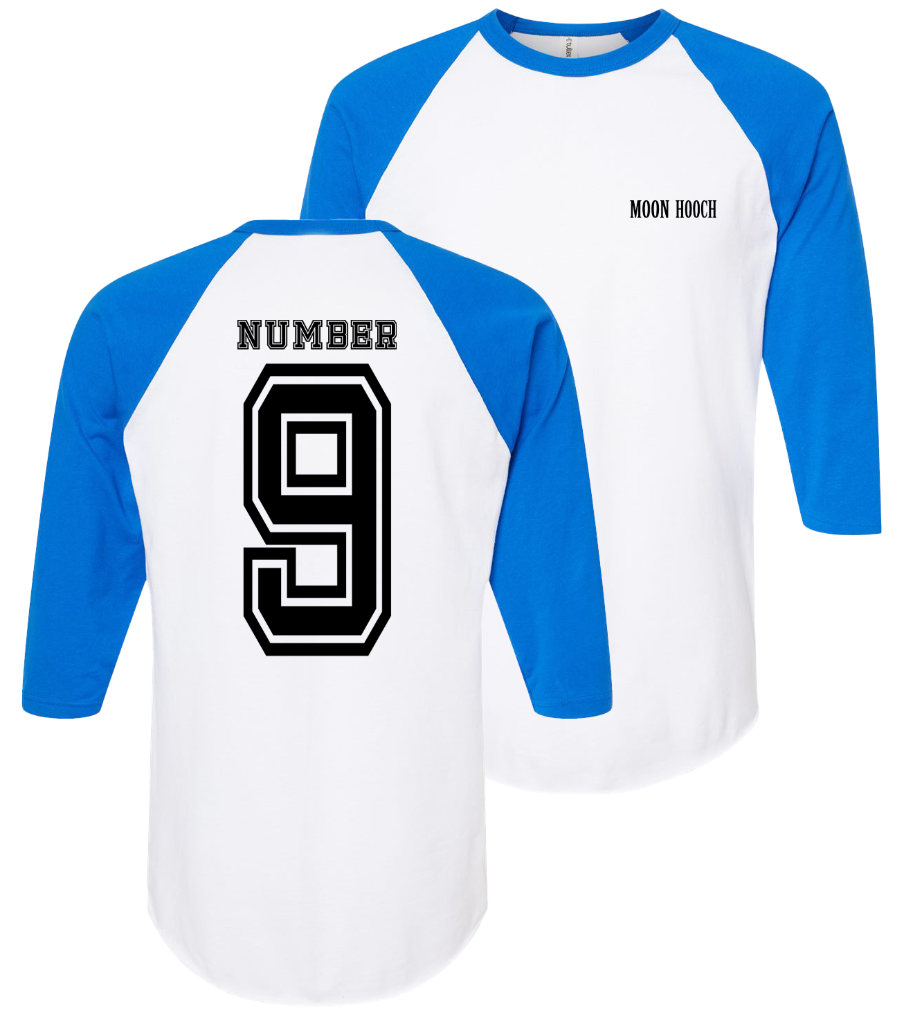 Number 9 Raglan (Blue/White)