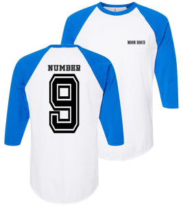 Number 9 Raglan (Blue/White)